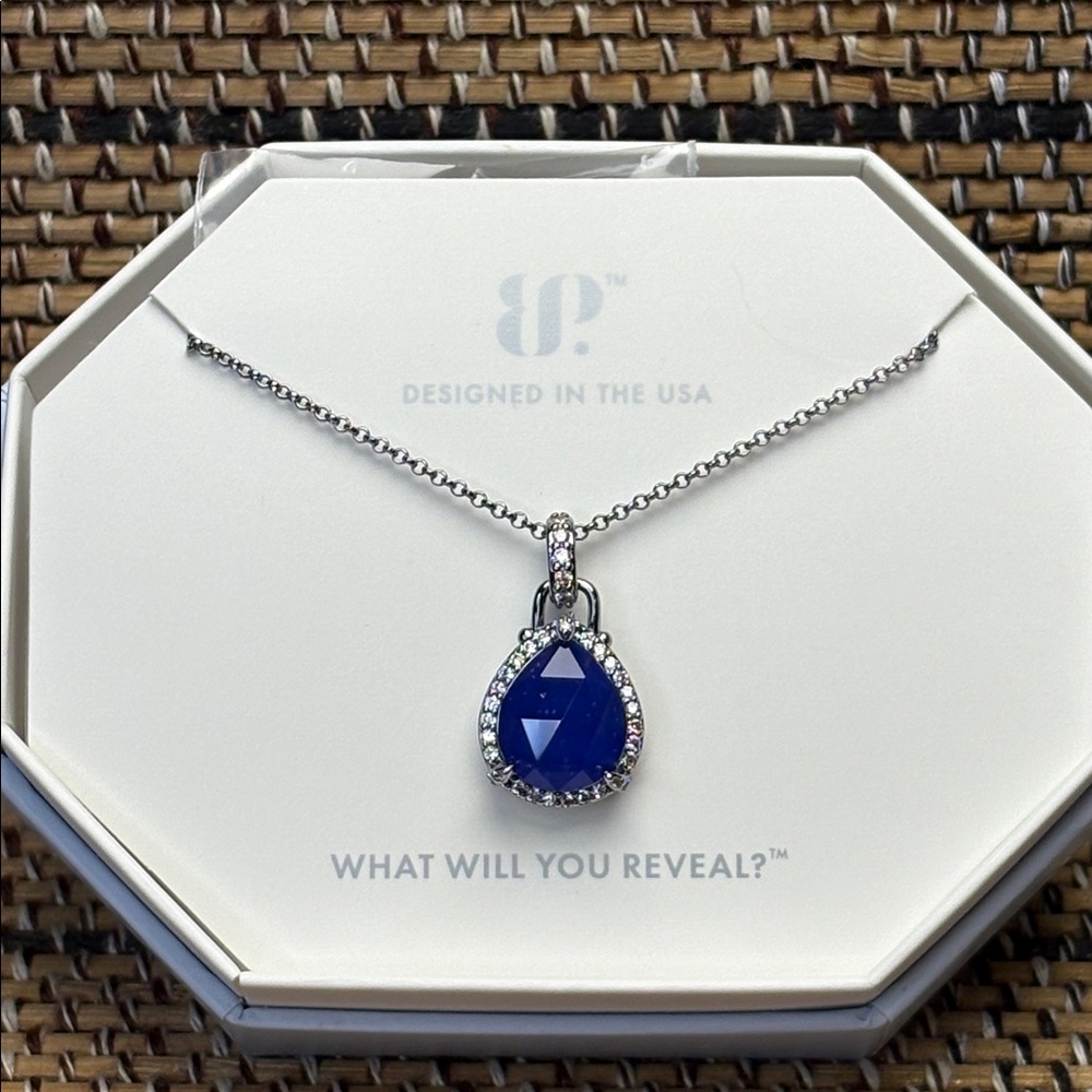 Bomb Party OG Blue Teardrop Pendant Necklace